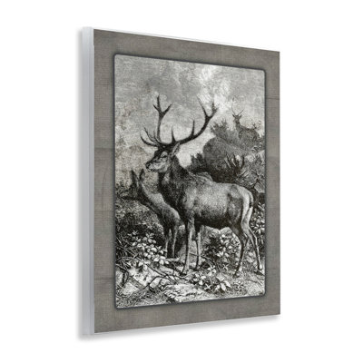 Vintage Forest Elk Scenery Wall Plaque Art, design by Lettered and Lined