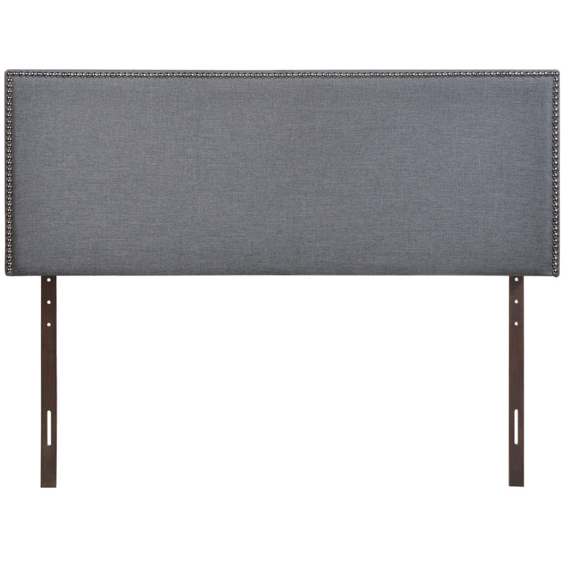 Upholstered Nailhead Headboard, Queen, Smoke