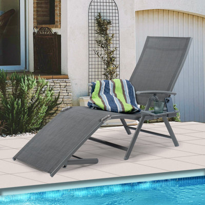 Saudah Cozy Aluminum Reclining Lounge Chair with Cushion Drink Holder Adjustable Assemble-Free by Ebern Designs