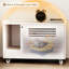 Litière blanche cachée pour chat avec clôture supérieure, table d'appoint pour animal de compagnie et banc de rangement, roues silencieuses, système de ventilation à convection d'air avec contrôle des odeurs, grille, tapis-1027985588