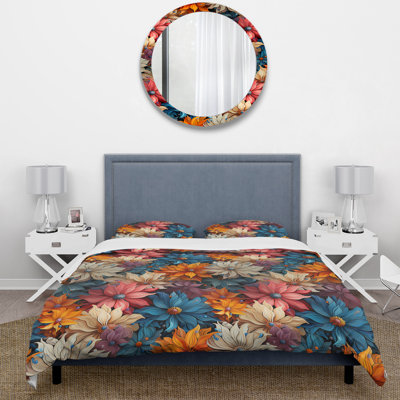 Colorful Popart Pixel Flower Garden Floral Duvet Cover