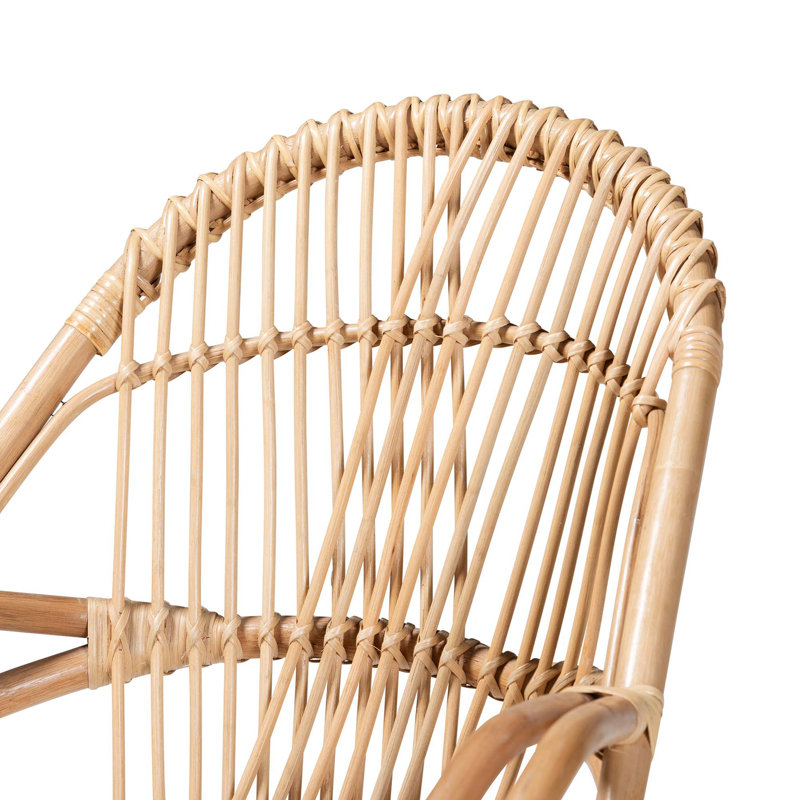 Chaise d'appoint bohémienne en rotin naturel - entièrement assemblée