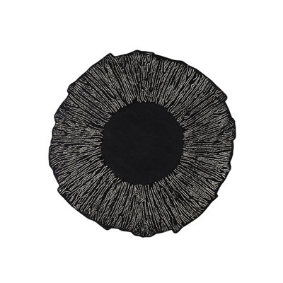 Eye Flower Hand Tufted Abstract Area Rug in Black/White