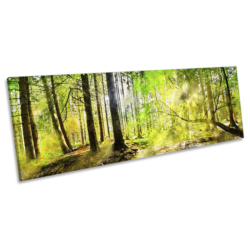 Forest Sunlight Abstract Grunge - Wrapped Canvas Panoramic Print, 30.48cm H x 91.44cm W x 2cm D