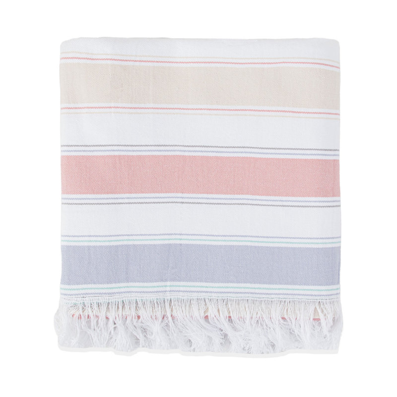 Serviette de plage 100% coton, Orange / jaune / bleu