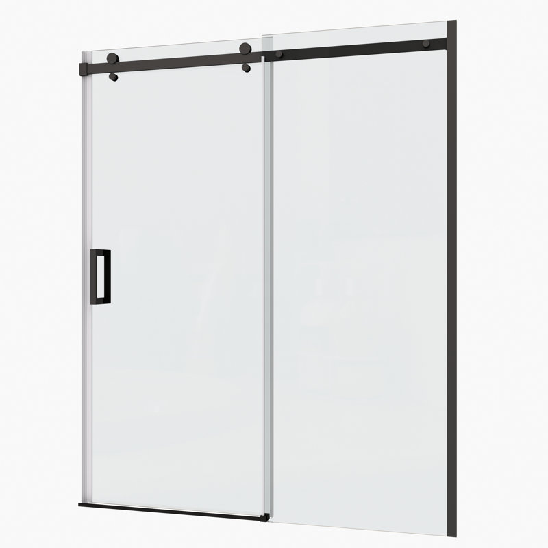 Bathroom Sliding Shower Enclosure, 5/16" Tempered Glass, Matted Black, User- Glass Door - Matte Excellent Property