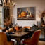 Art mural sur toile, citrouilles et bougies allumées-1628058872