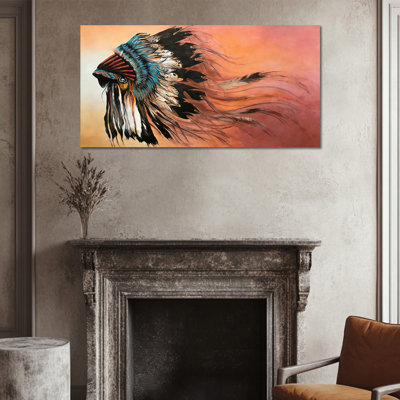 Art mural coiffe Crosslin - peinture sur toile Vivid Crosslin, décoration murale de photo indienne pour salon et bureau, toile tendue avec cadre en pin, 12 po x 24 po