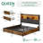 Bed Frame With 6 Storage Drawers, Linen Upholstered Headboard, Built In Charging Station And Led-525178063-525178062