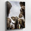 Toile, une scène captivante mettant en vedette un groupe d'éléphants ludiques, art mural capturé sous un angle faible créant une perspective dynamique-1772574482