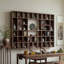 Étagère murale en bois massif au fini noyer foncé, vitrine à plusieurs compartiments de style Song pour salon de thé ou décoration de salon