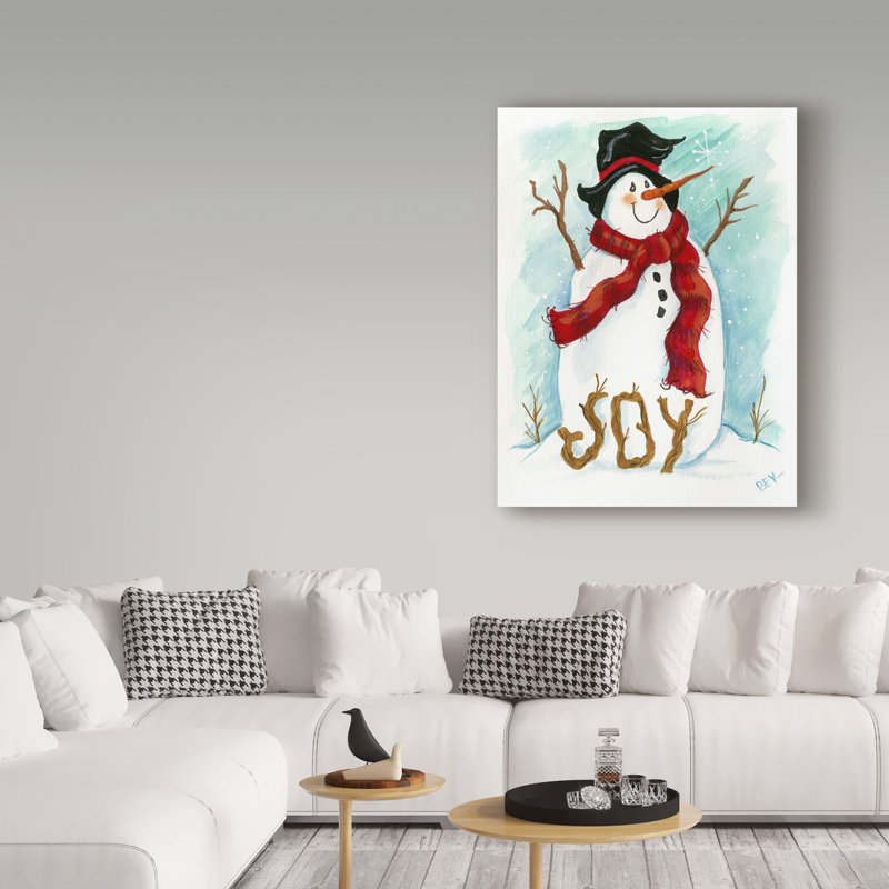 « bonhomme de neige et joy », art sur toile, H 47 po x l 35 po x P 2 po