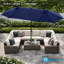 Parasol rectangulaire double face de 15 pi avec lumières solaires Kozyard, parasol de marché extérieur avec manivelle, base incluse, résistant aux rayons UV pour la piscine, la cour et le jardin Bleu marine-101140071