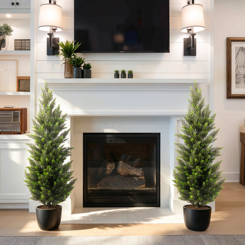 Ensemble de 2 plantes artificielles réalistes avec feuillage authentique, résistantes aux UV, pour l'intérieur et l'extérieur (salon, bureau, terrasse), 120 cm (47,28 pouces).