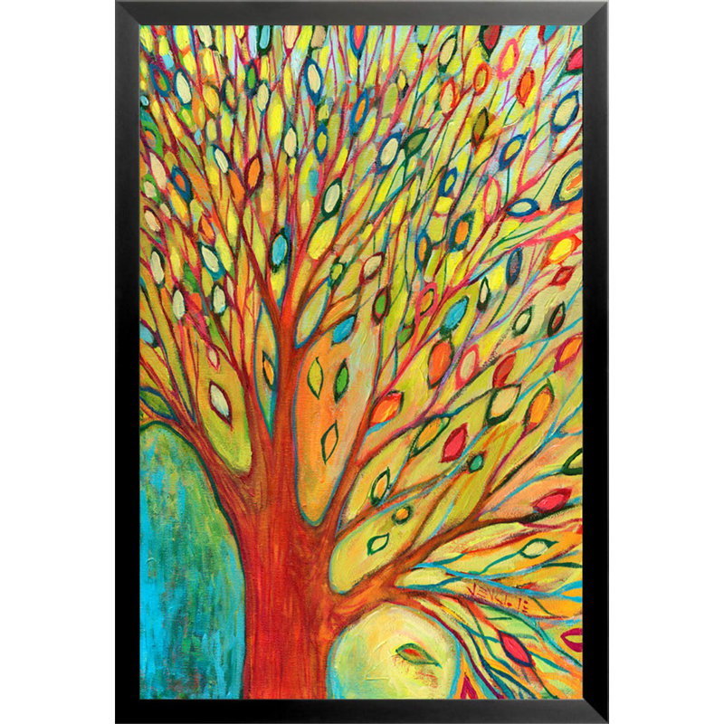 «Rainbow Tree Autumn» par Jennifer Lommers, reproduction d'art sur toile tendue, 18" H x 12" W x 1" D, Black Framed Paper