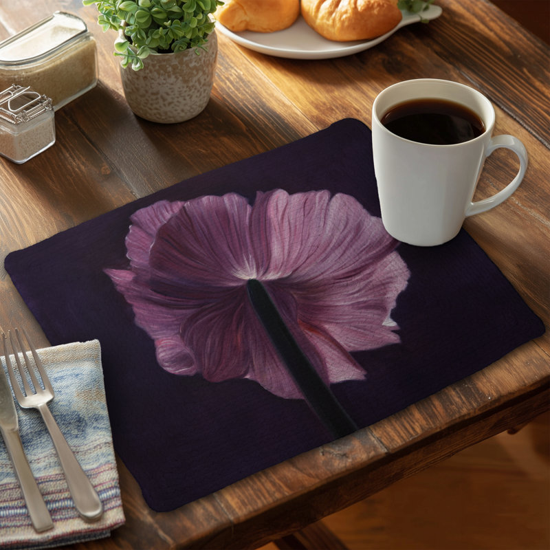 Purple Petals Braided Polyester Placemat | Minimalist Decor