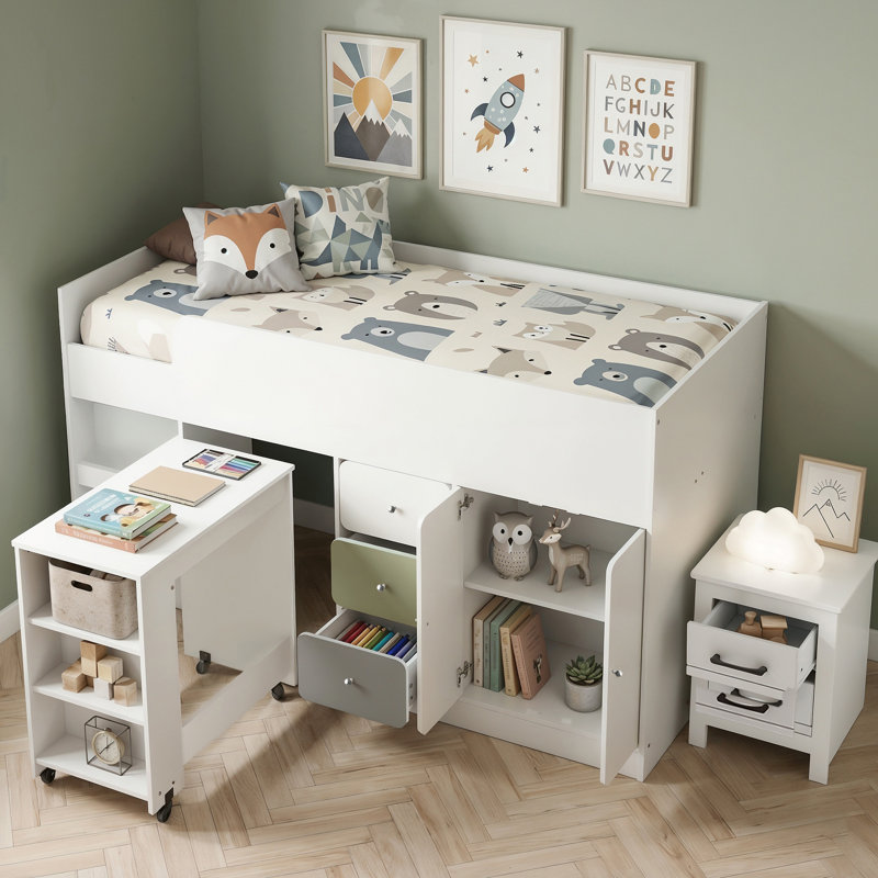 Liston Kids Midsleeper Bed With Matching Bedside Table Bedroom Set   