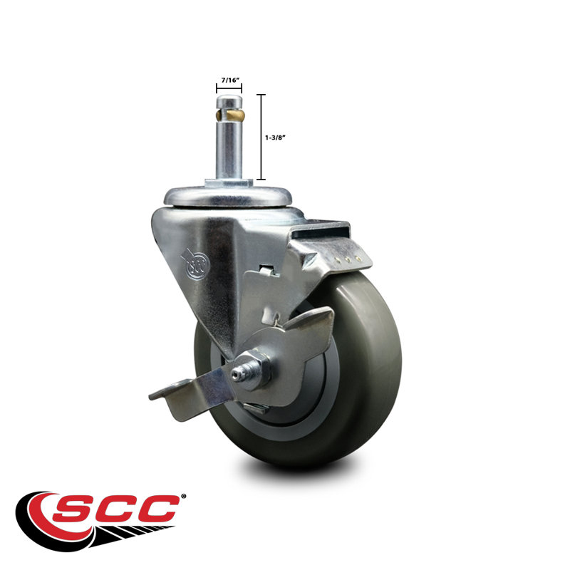 Swivel Grip Ring Stem Caster, Gray