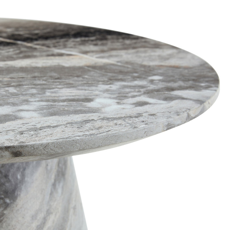 Table basse circulaire gris en fibres à densité moyenne texturée - 23,6 pouces de diamètre (sans la chaise)