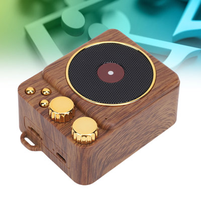 Haut-parleur de musique rétro Bluetooth V5.0 avec boutons magnétiques portatifs en bois et métal