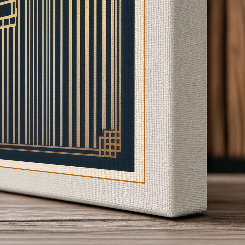 New York Skyline Art Deco - Wrapped Canvas, 36x24 - 91.4 x 61.0 cm, Cream Border