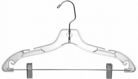 Plastic Suit Hanger with Clips for Skirt/Pants Only Hangers Inc. Pack
