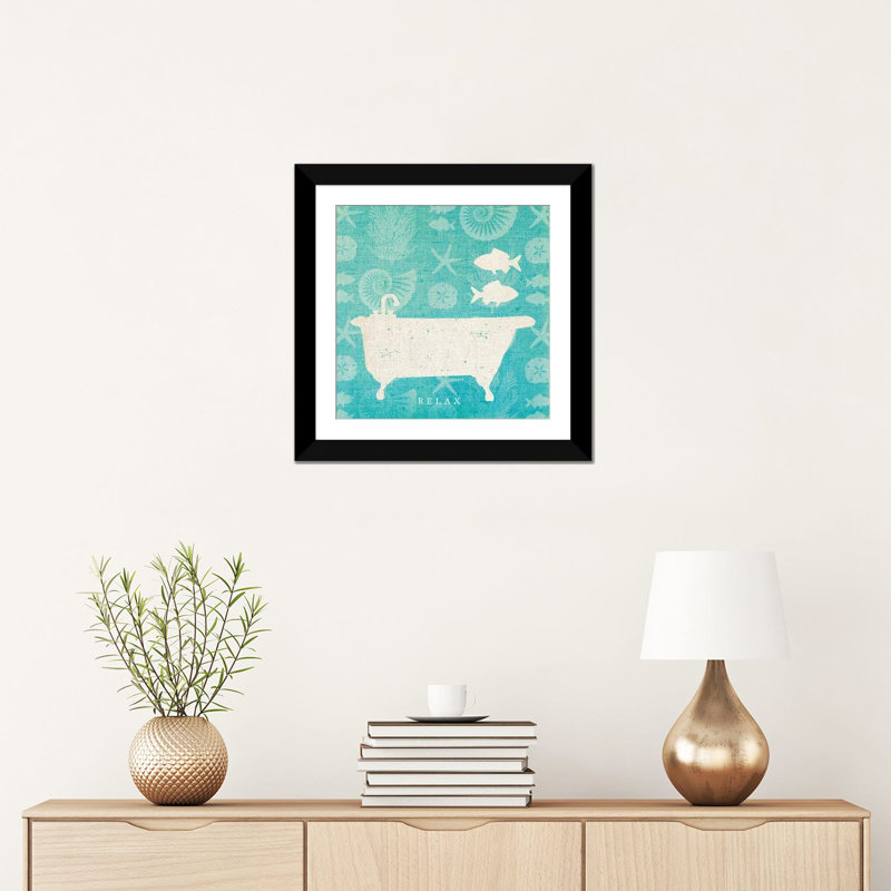 «Pacific Bath I», impression sur toile tendue, H 16 po x l 16 po x P 1 po, Papier beaux-arts encadré noir, Blanc
