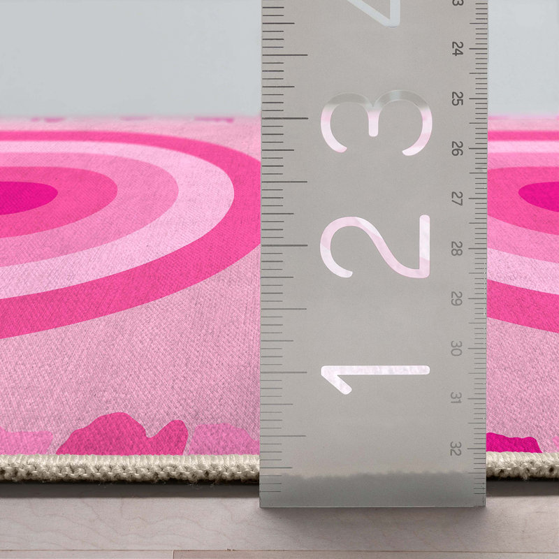 Shanea Rainbow Pink Modern Geometric Flat-Weave Rug, Rectangle 5'3" x 7'3"