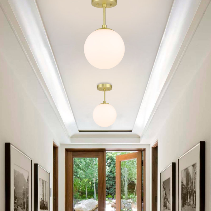 Plafonnier semi-encastré 1 lumière Andren, Laiton satiné