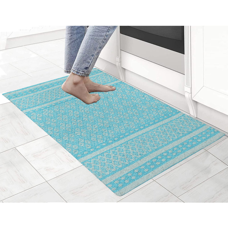 Doniesha Anti-Fatigue Non-Skid Kitchen Mat, Aqua