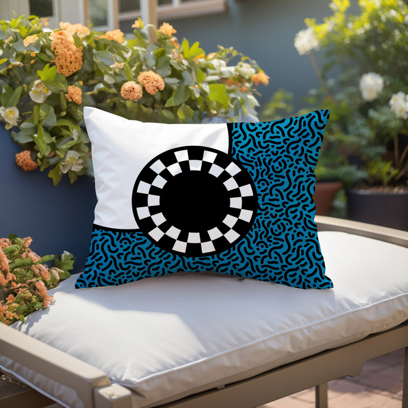 Coussin lombaire réversible Vibra Abstract, Rectangle H 18 po x l 25 po, Turquoise
