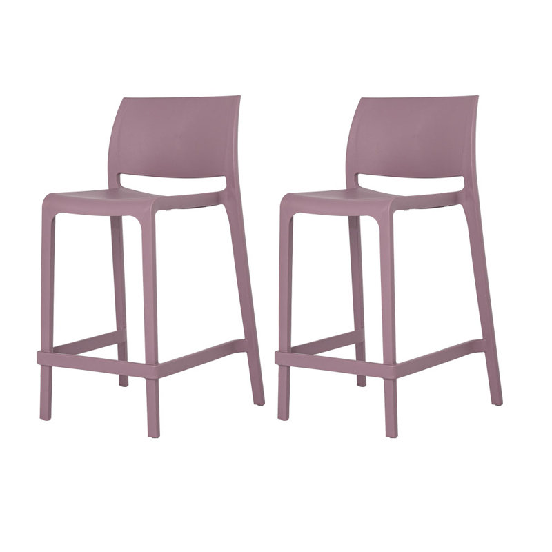 Sensilla Stackable Low Back Counter Stool, Purple