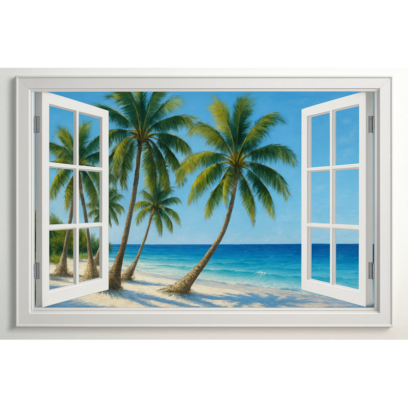 Palm Beach à travers la peinture de fenêtre - Coastal Window View Series, H 30 po x l 40 po