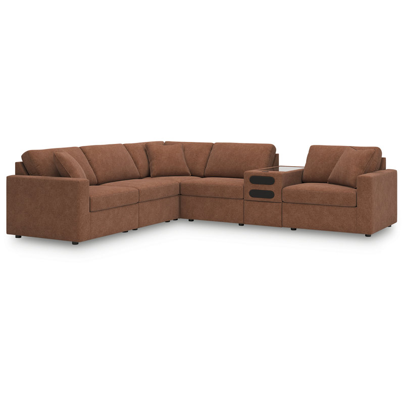 Braintree 6-Piece Sectional With Audio Console, Brown Polyester