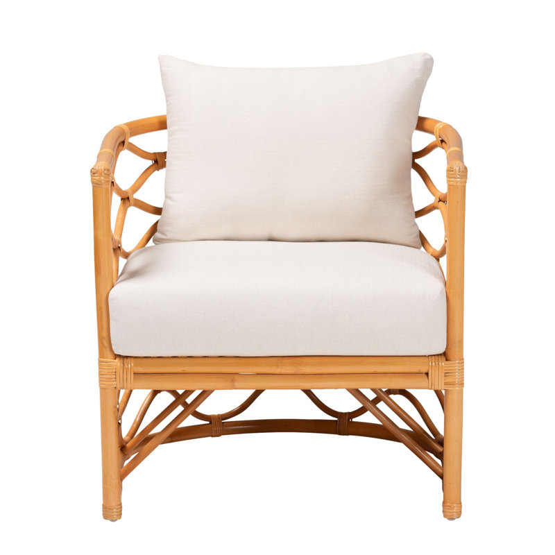 Fauteuil bohémien en rotin miel clair