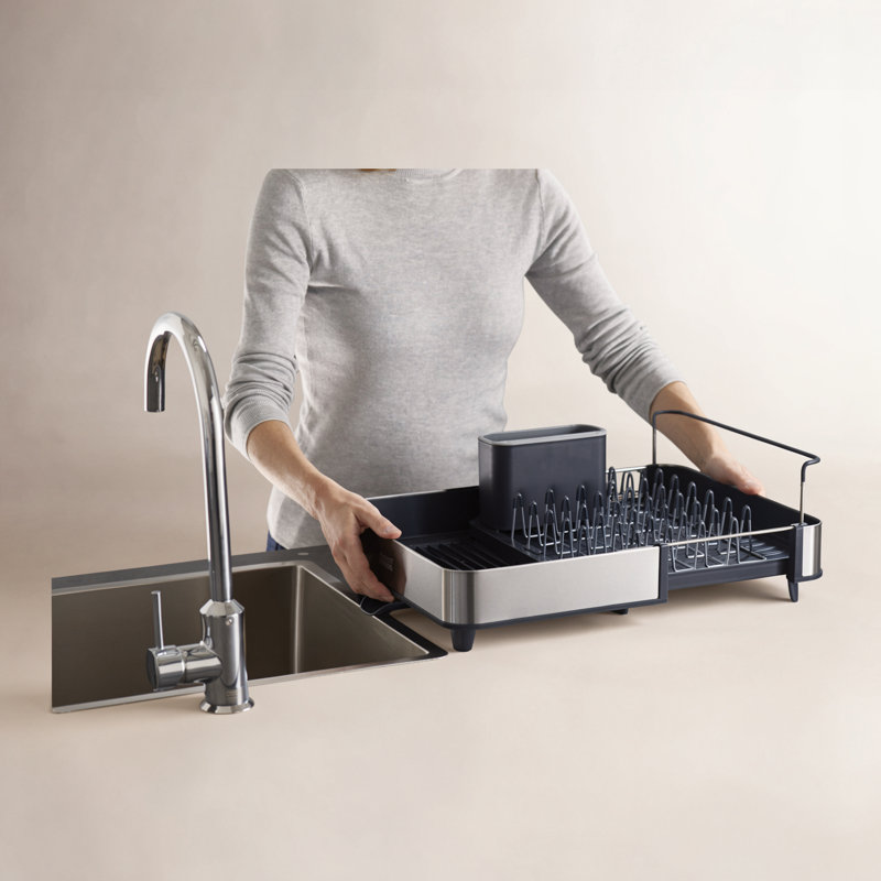 Extend Stainless Steel Expandable Dish Rack, Dark Grey/Silver