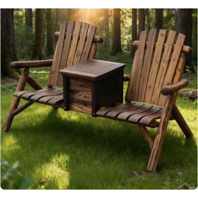 Adirondack Loveseat, Adirondack Chair With Ice Bucket, Outdoor Loveseat With High Backrest, Patio Chair
