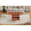 Table basse moderne avec roulettes, table basse pliante avec 1 tiroir et 2 niveaux de rangement, table basse à cadre en métal pour le salon