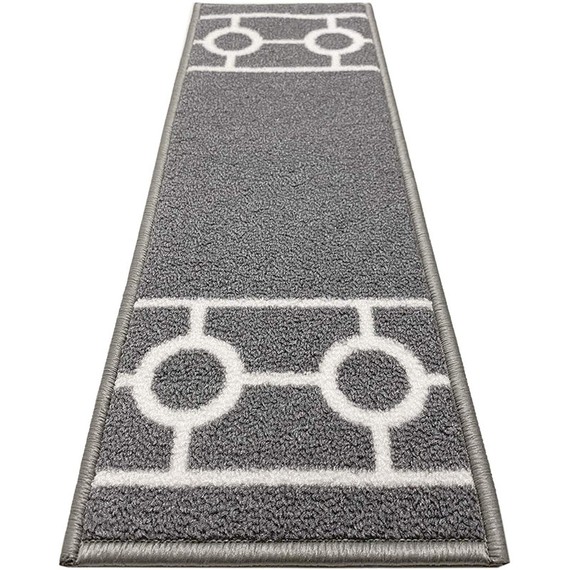 Tapis d'escalier antidérapant lavable à la machine, bordé d'une chaîne de 8,5 po x 26 po, couleurs et options, Gris