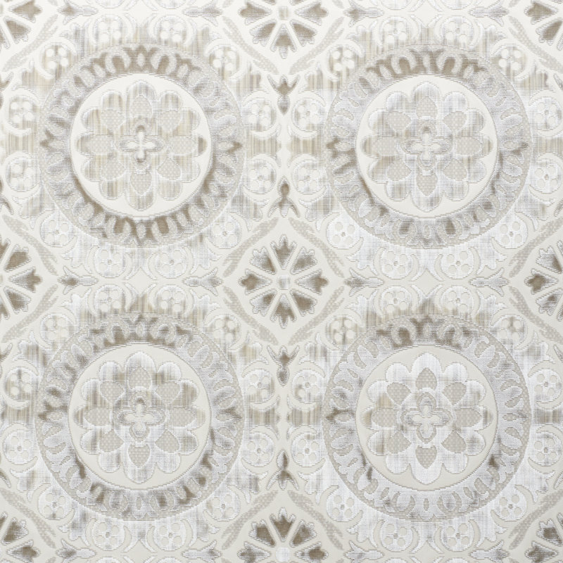 Suzani Strie Velvet Fabric, Pearl