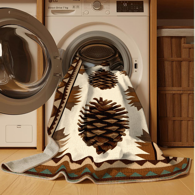 Washable Pinecone Southwestern Area Rug, Rectangle 4' x 6'