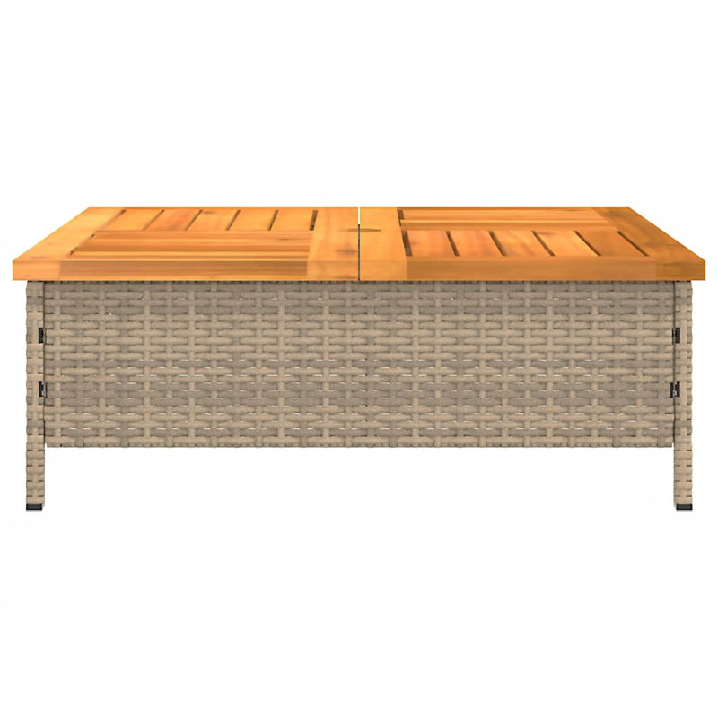 Parasol Base Cover 70X70x25 Cm Poly Rattan And Acacia, Beige/Brown