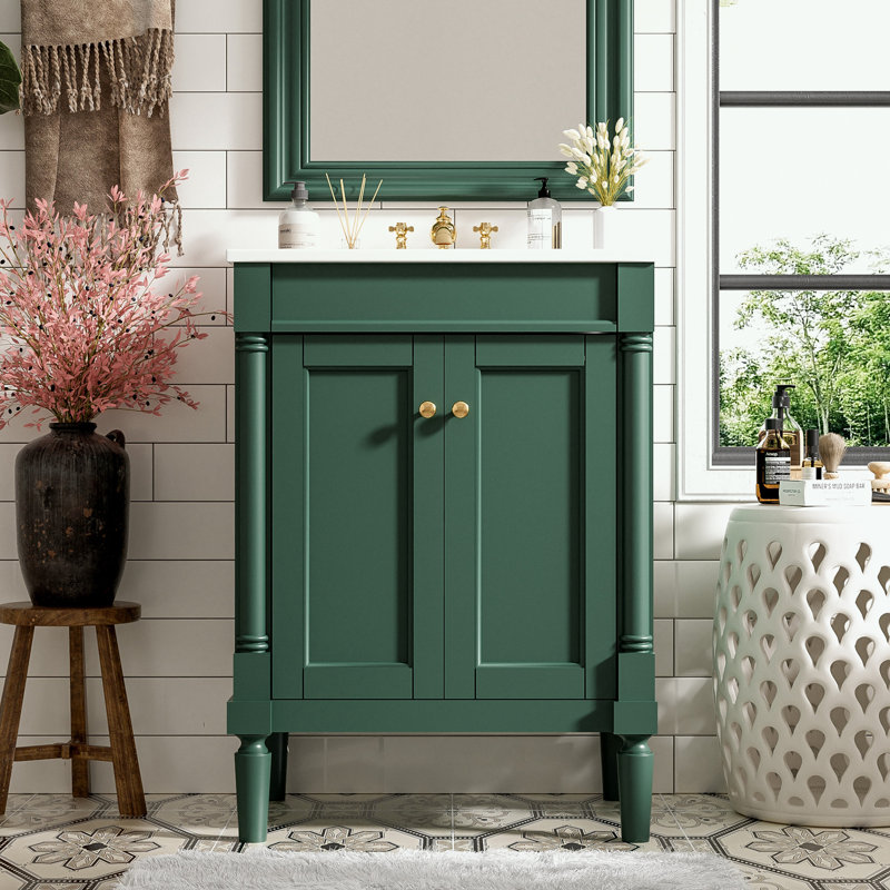 Rangement pour salle de bain Pollark, Vert, Argent argent