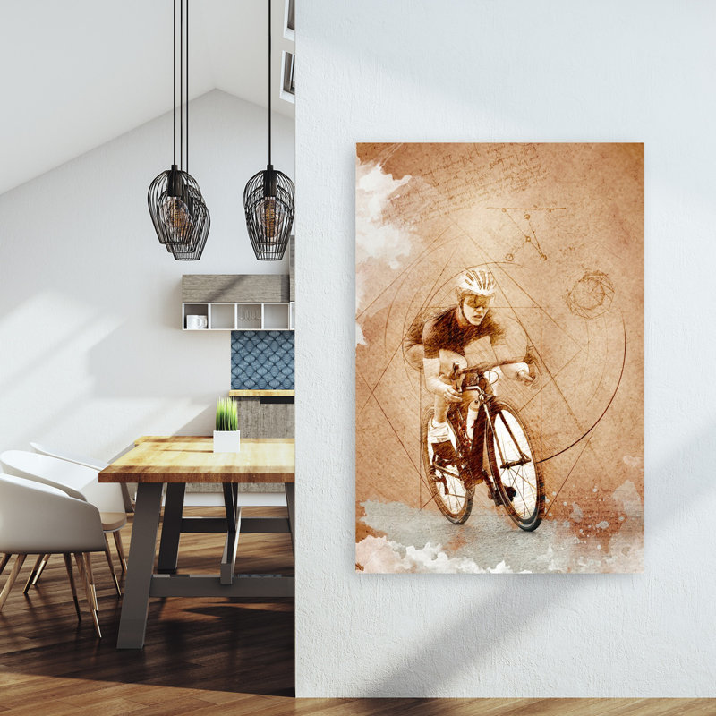 «Geometric Cycling Study», art mural contemporain, H 60 po x l 40 po