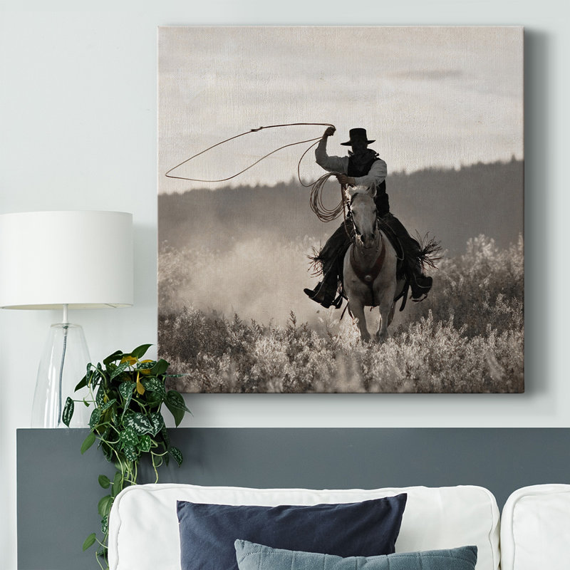 Ponderosa Cowboy sur toile, H 16 po x l 16 po x P 1,5 po