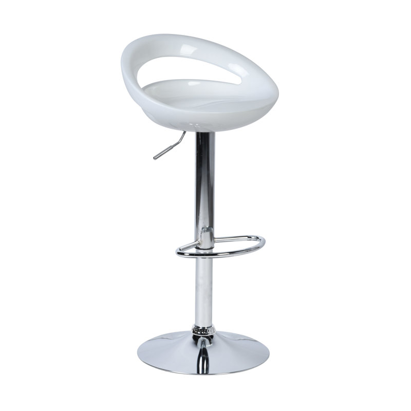 Vinnie Swivel Adjustable Height Bar Stool with Steel Frame, White