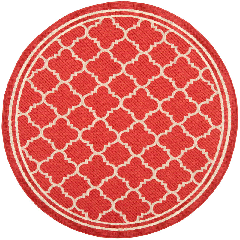 Tapis d'intérieur / extérieur à motif géométrique Herefordshire Performance, Rond 5 pi 3 po