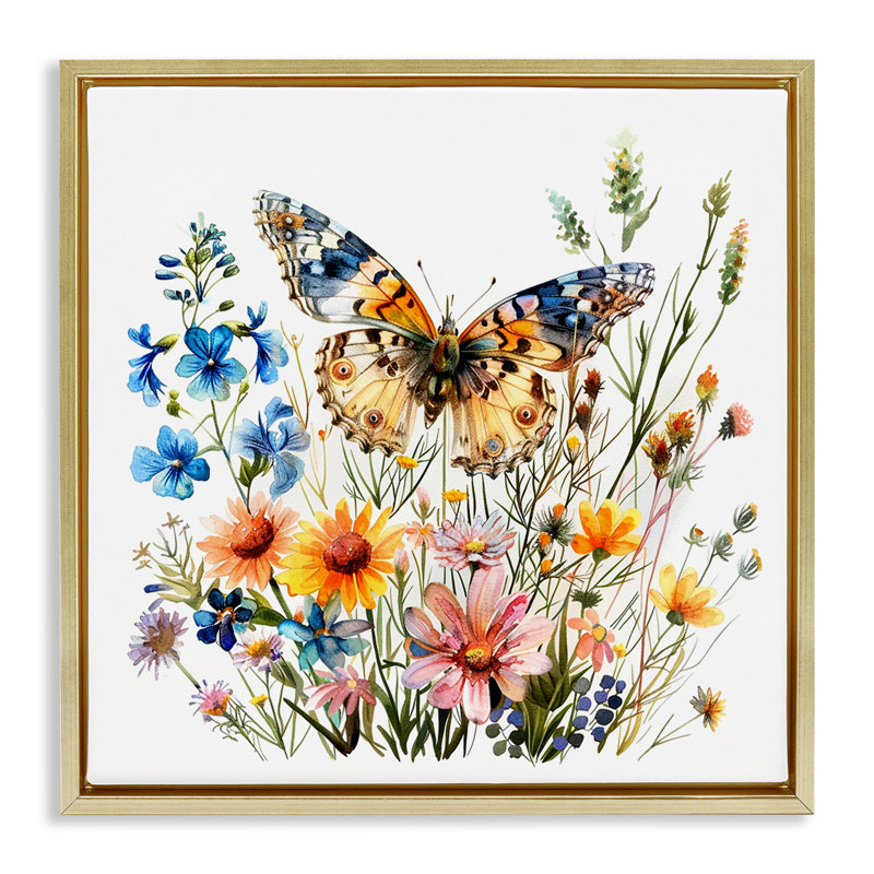  Art mural sur toile flottante Spring Butterfly Garden par LSR Design Studio, H 18 po x l 18 po