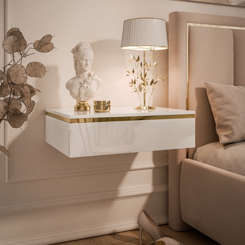Harlesden 1 Drawer Bedside Table, High-gloss white