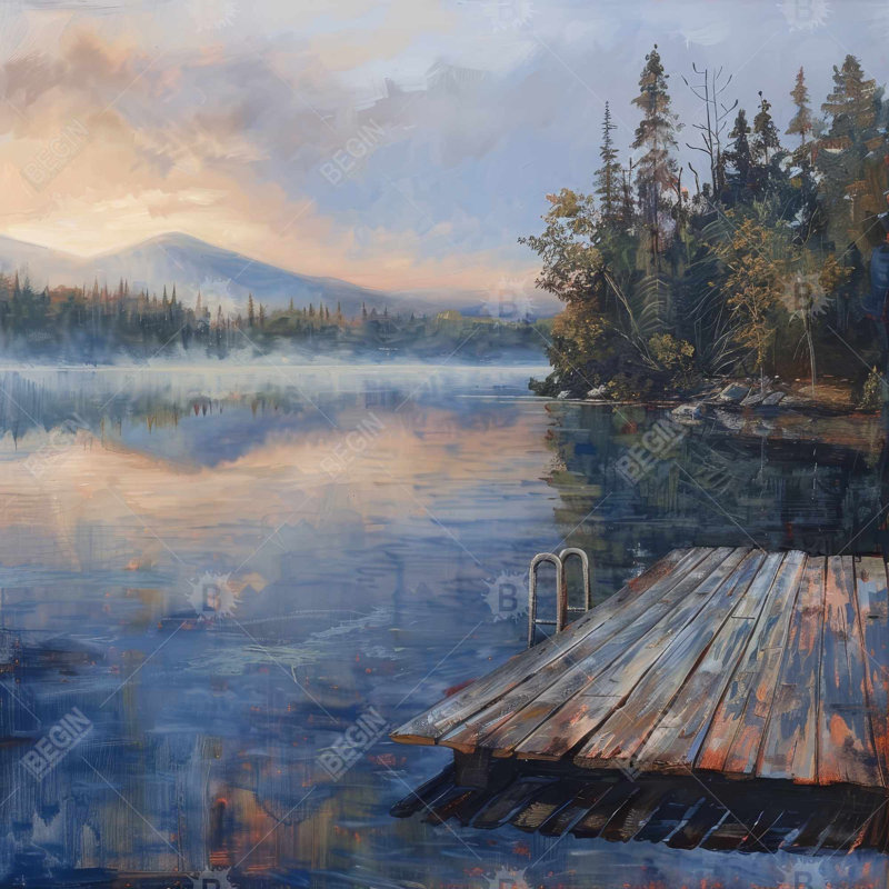 Dock - Grey Framed Canvas for Stylish Home Decor